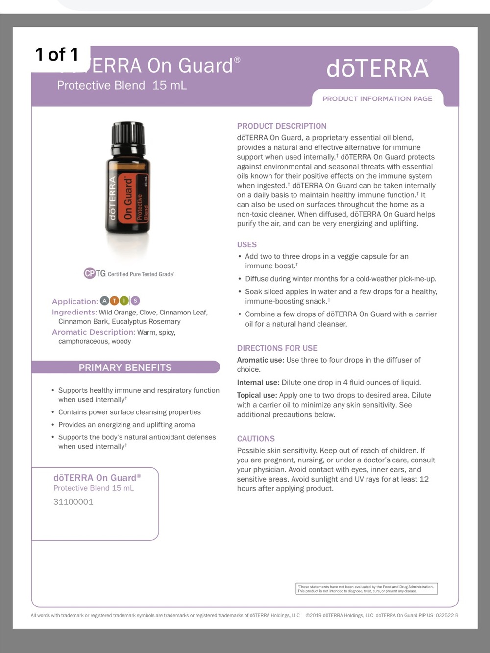DoTERRA On Guard, deep blue, breathe, lavender ✨✨✨✨ - Picture 4 of 12